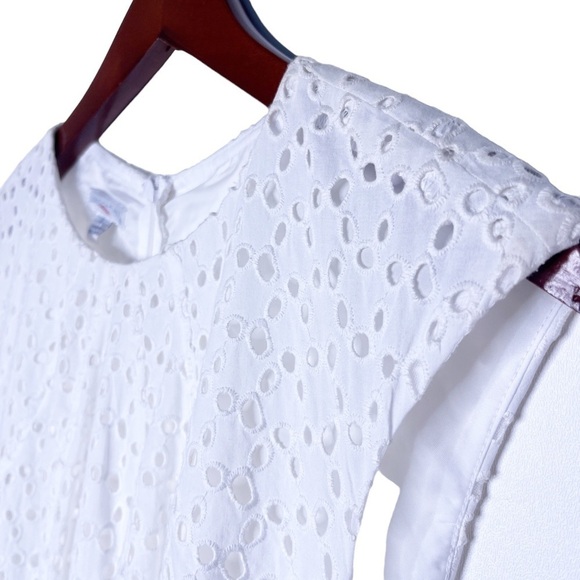 LONDON TIMES NWT Eyelet Lace Sleeveless Summer Shift Dress Size 8 in White - Picture 4 of 14